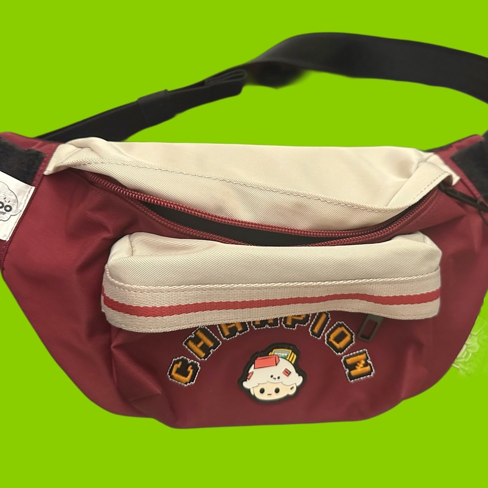 NWT Limited Edition Champion x Pop Mart Dimoo Collab Beltbag in Burgundy & Cream